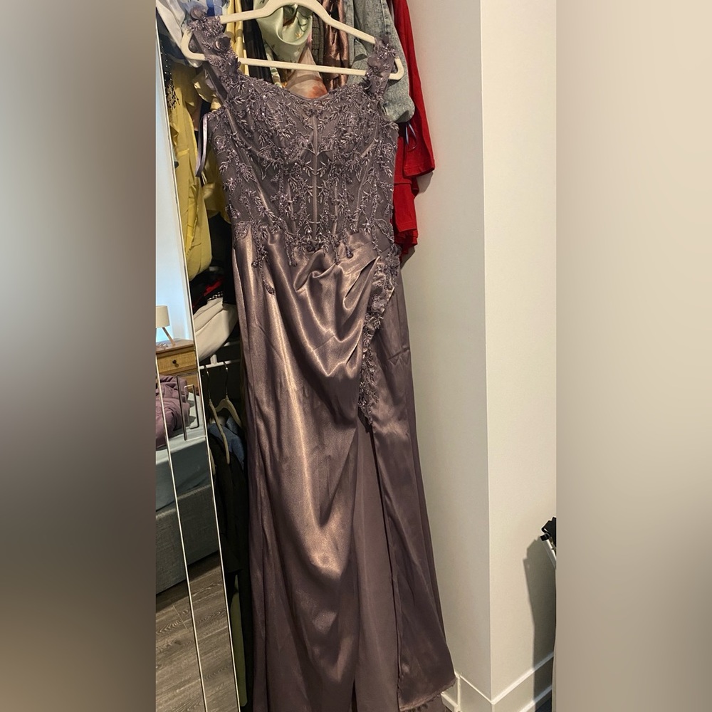 Elegant Strapless Purple Dress